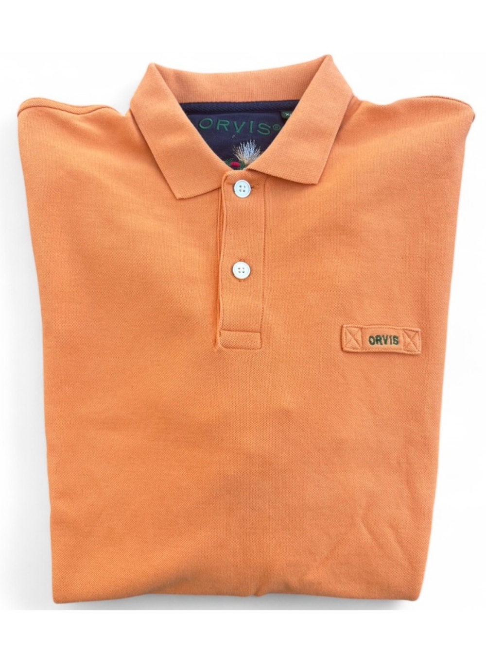 Orvis Men’s Orange Polo Shirt 100% Cotton Size XL Tall